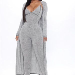 Gray Jumpsuit 2 Piece Set